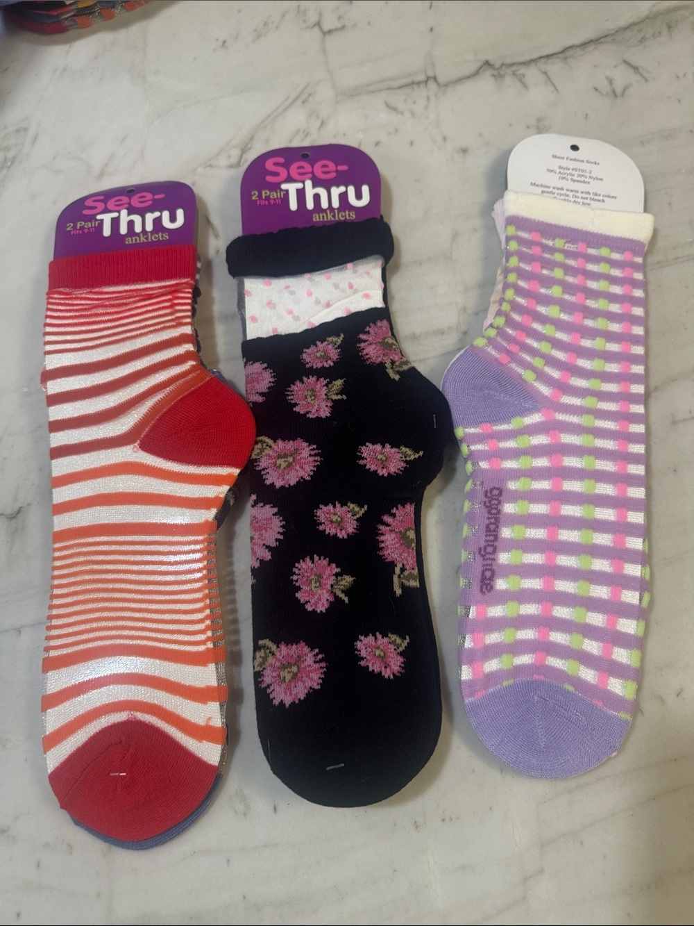 Women's Anklet Sock 3-Pack — Red, Black, Purple Mix 3 pacs 6 pair total